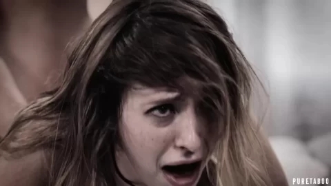 Brunette girl fucks guy with beard
