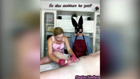 nadya and her assistant are waxing a mans big dick and anus