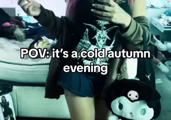 Slim white girl with pink hair plays with herself