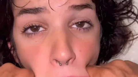 Black Girl Gives White Guy a Blowjob