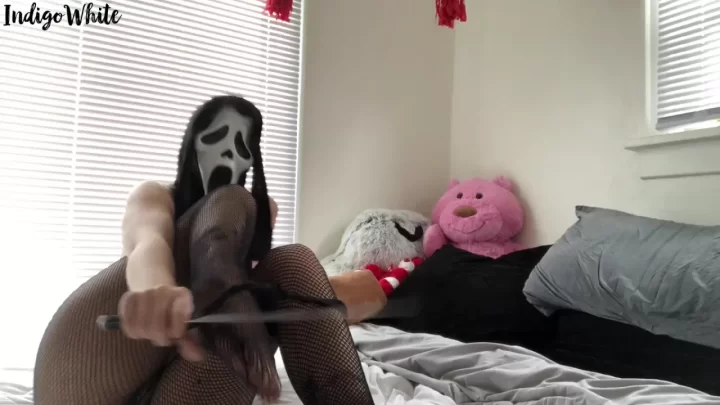 Tattooed Girl Plays with Knife, Fucks Herself