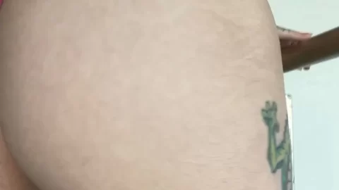 Curvy White Girl with Tattoos Poses Butt