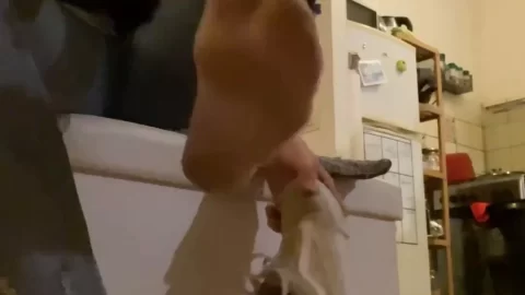 Teen girl puts on white shoes, gets POV close-ups