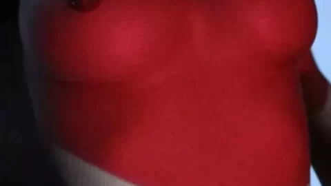 Slim White Girl with Body Paint Poses
