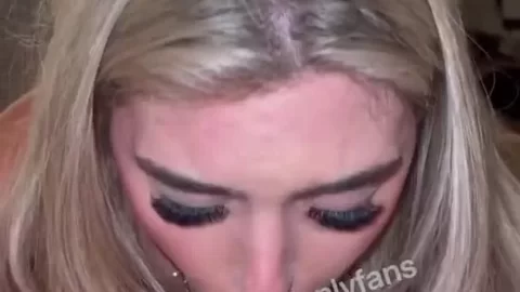 kittiebabyxxx blowjob cum swallow in sexy blue dress