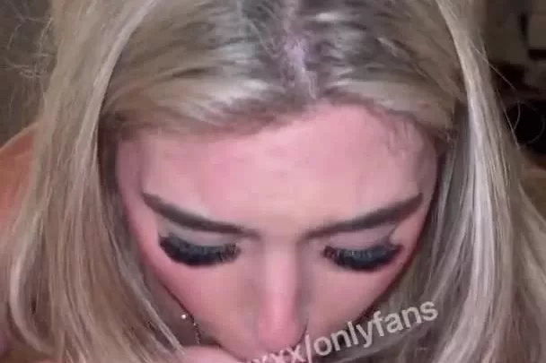 kittiebabyxxx blowjob cum swallow in sexy blue dress