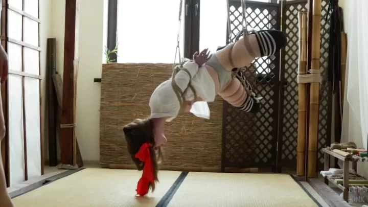 Asian girls with long dark hair in traditional Japanese room