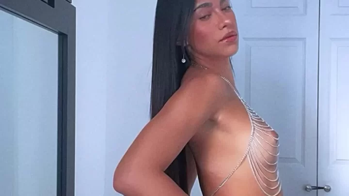 Asian Latina girl in lingerie solo play