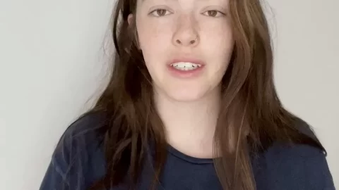 Teen brunette measures herself, takes her clothes off