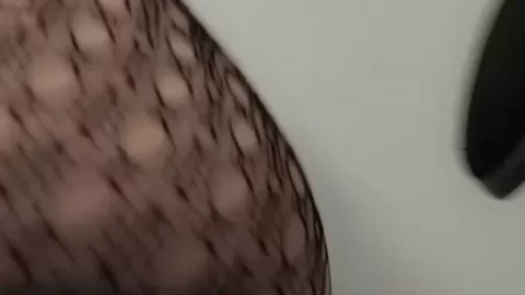 Blonde Girl in Fishnet Fucks in Bathroom