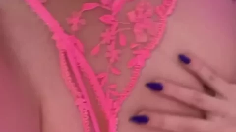Curvy White Girl in Pink Lingerie Gets Intimate