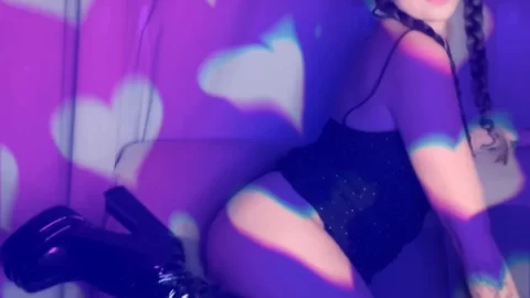 Slim White Girl in Lingerie and Boots Poses