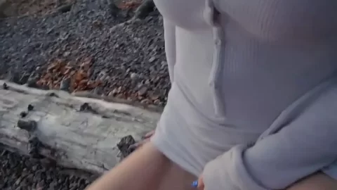 Blonde with tattoos fucks two guys outdoors