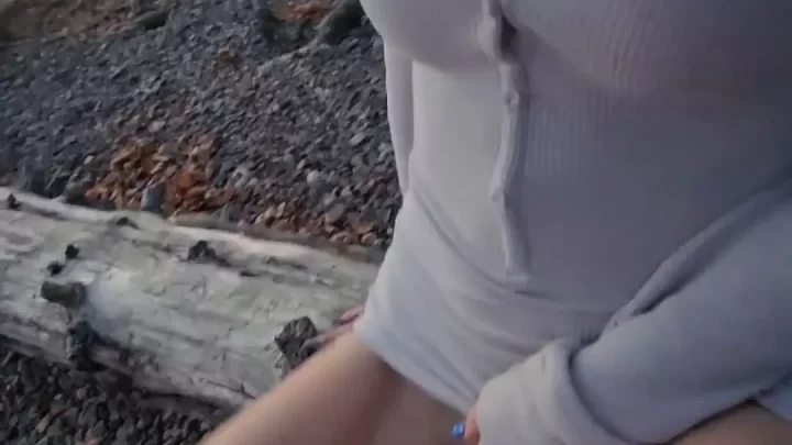 Blonde with tattoos fucks two guys outdoors