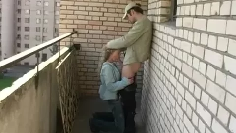 Public blow job on the balcony