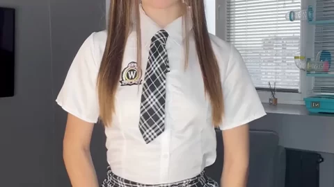 Teen girl with pigtails gets intimate