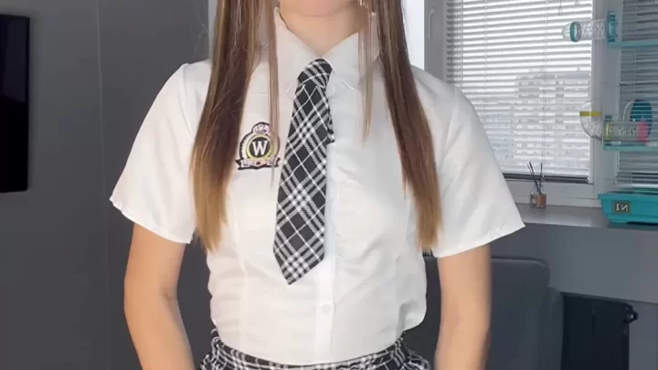Teen girl with pigtails gets intimate