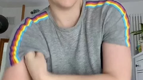 Blonde girl in underwear dancing and talking