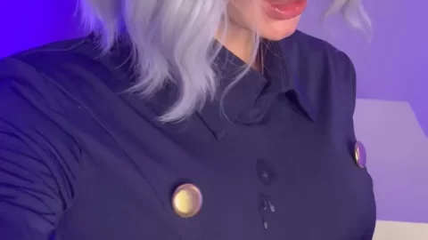 Teen with cat ears plays with rainbow dildo