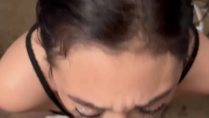 Slim white teens with dark hair give oral sex