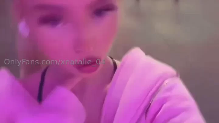 Blonde takes selfie while exercising