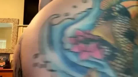 Slim White Girl with Tattoos and Piercing Gets Naked