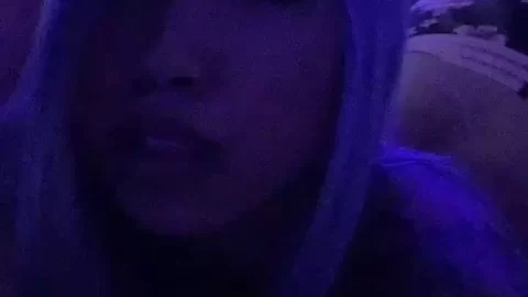 Blonde girl with tattoos fucks herself on camera