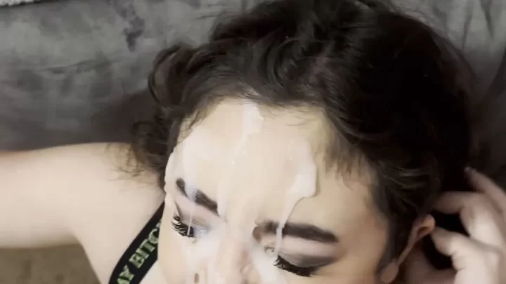 Curvy White Girl with Cum on Face