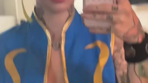 Brunette with double buns takes selfies and shows off